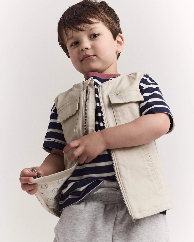 Toddler Zip-Up Vest - Khaki