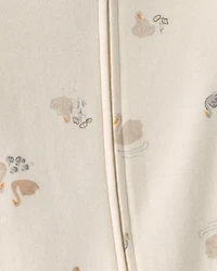 Baby Girl Swan 100% Cotton 2-Way Zip Sleeper - Cream