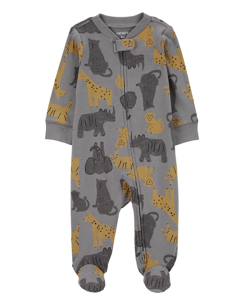Baby Boy Safari Animal 2-Way Zip Sleeper Pyjamas