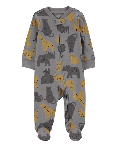 Baby Boy Safari Animal 2-Way Zip Sleeper Pyjamas