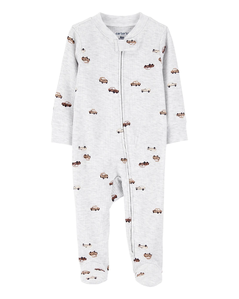 Baby Boy Car 2-Way Zipper Textured Sleeper