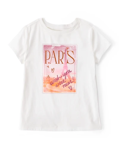 Girls Paris Short-Sleeve Graphic Tee - White