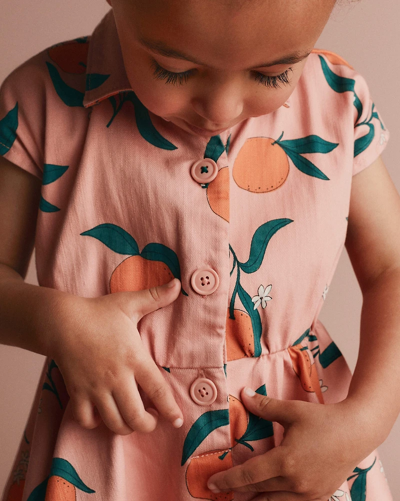 Toddler Girl Avenue Twirl™ Dress Clementine Grove Print - Peach