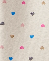 Toddler Girl Heart Pull-On Stretch Cozy Leggings - Cream