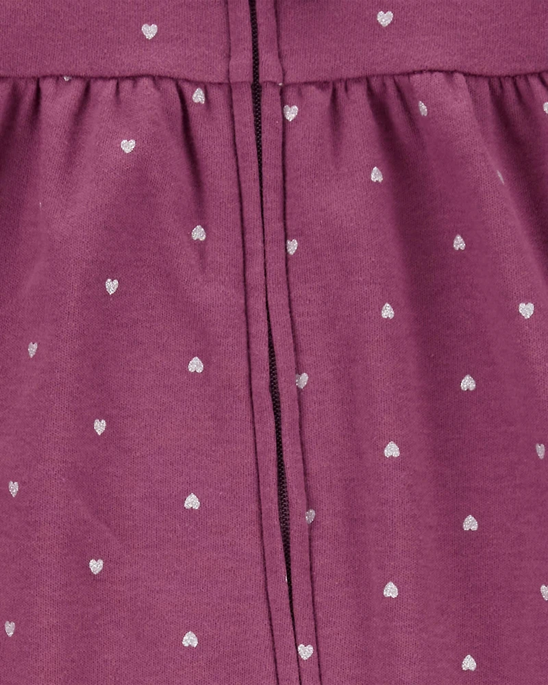 Baby Girl Heart 2-Way Zip Cotton Sleeper Pyjamas