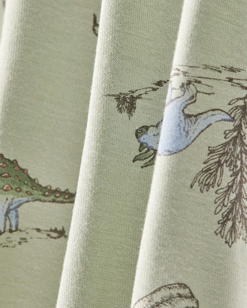 Baby Boy Dinosaur Print PurelySoft Long-Sleeve 2-Way Zip 1-Piece pyjamas - Green