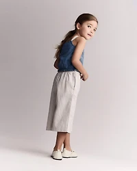 Toddler Girl Sailor Pant Stripes - Cream/Grey