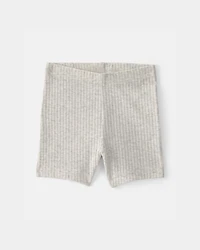Baby Girl Rib Bike Shorts - Grey
