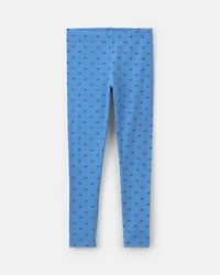 Girls Bow Pull-On Stretch Leggings - Blue