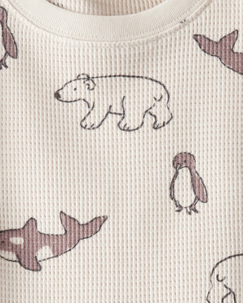 Toddler Waffle Knit Pyjamas Made with Organic Cotton Artic Friends Print