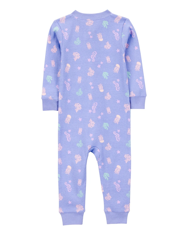 Toddler Girl 1-Piece Jellyfish 100% Snug Fit Cotton Footless Pyjamas
