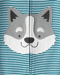 Toddler Boy Dog Striped 100% Cotton Snug Fit 1-Piece Pyjamas - Blue