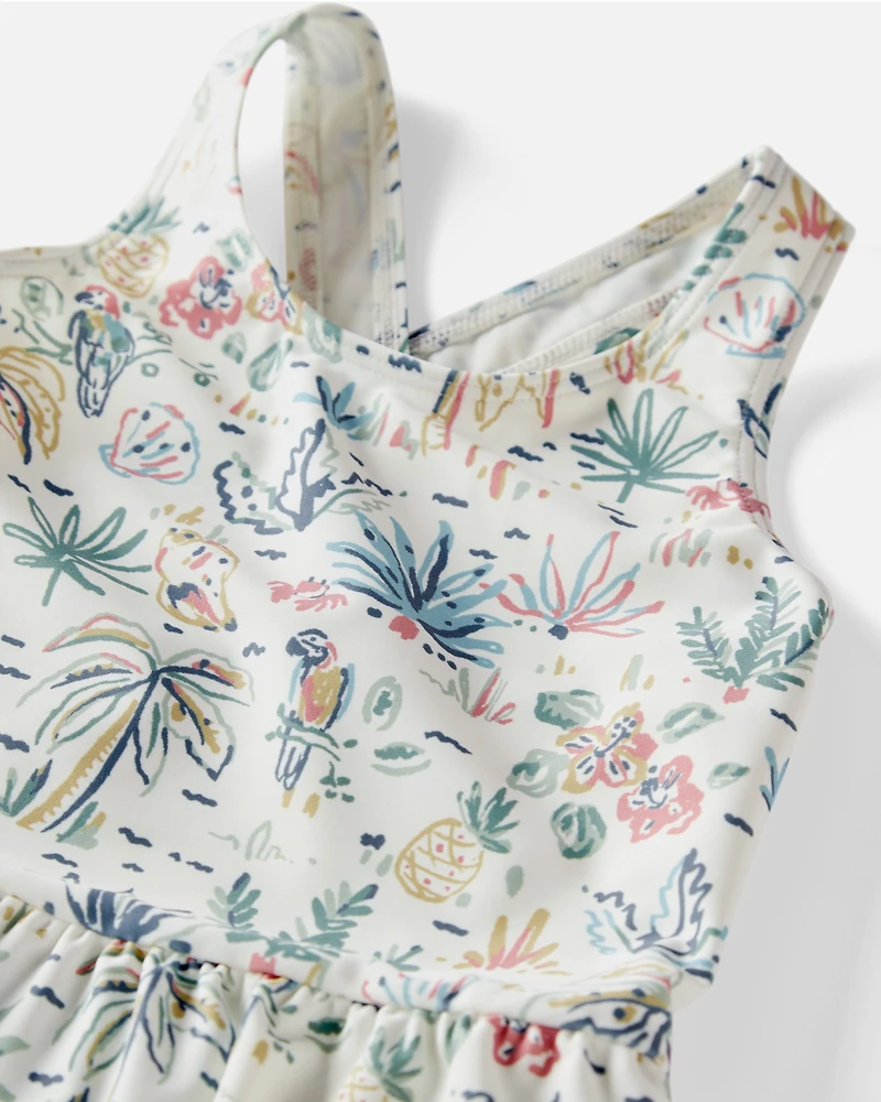 Toddler Girl Recycled Swimsuit Tropical Paradise