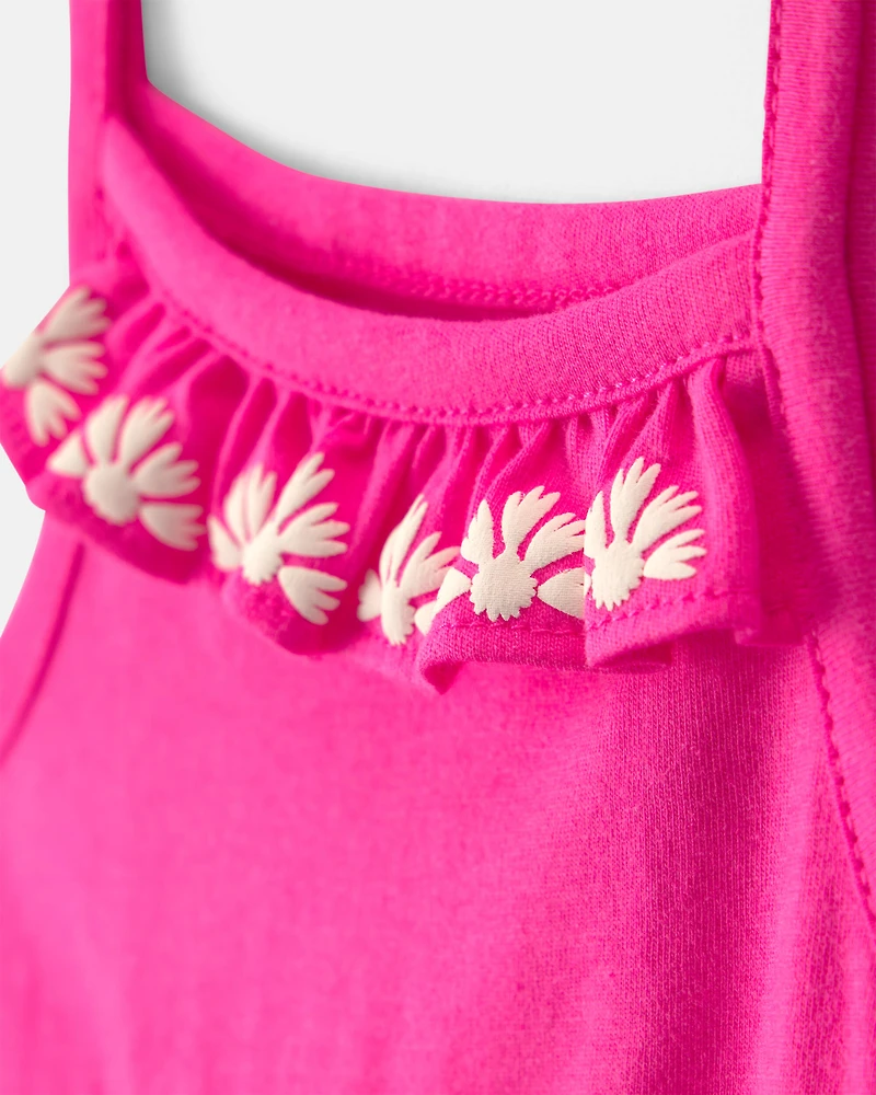 Baby Girl Sleeveless Bodysuit Dress - Fuchsia