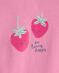 Baby Girl 'So Berry Happy' Strawberry Graphic Bodysuit - Pink