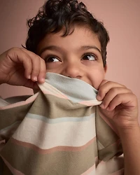 Toddler Boy Otter Pocket Tee Stripes - Cream/Light Blue