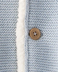 Baby Boy Sherpa Lined Cotton Long-Sleeve Sweater - Blue