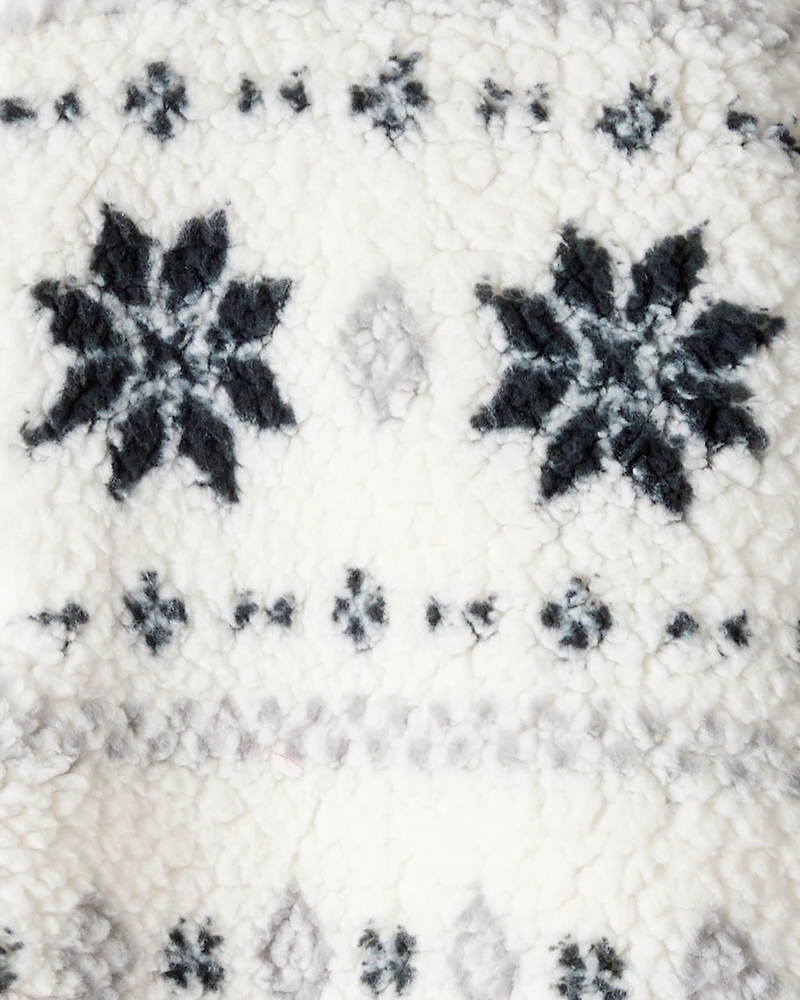 Toddler Girl Fairisle Sherpa Quarter-Zip Pullover - White