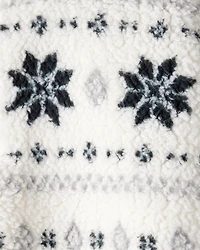 Toddler Girl Fairisle Sherpa Quarter-Zip Pullover - White