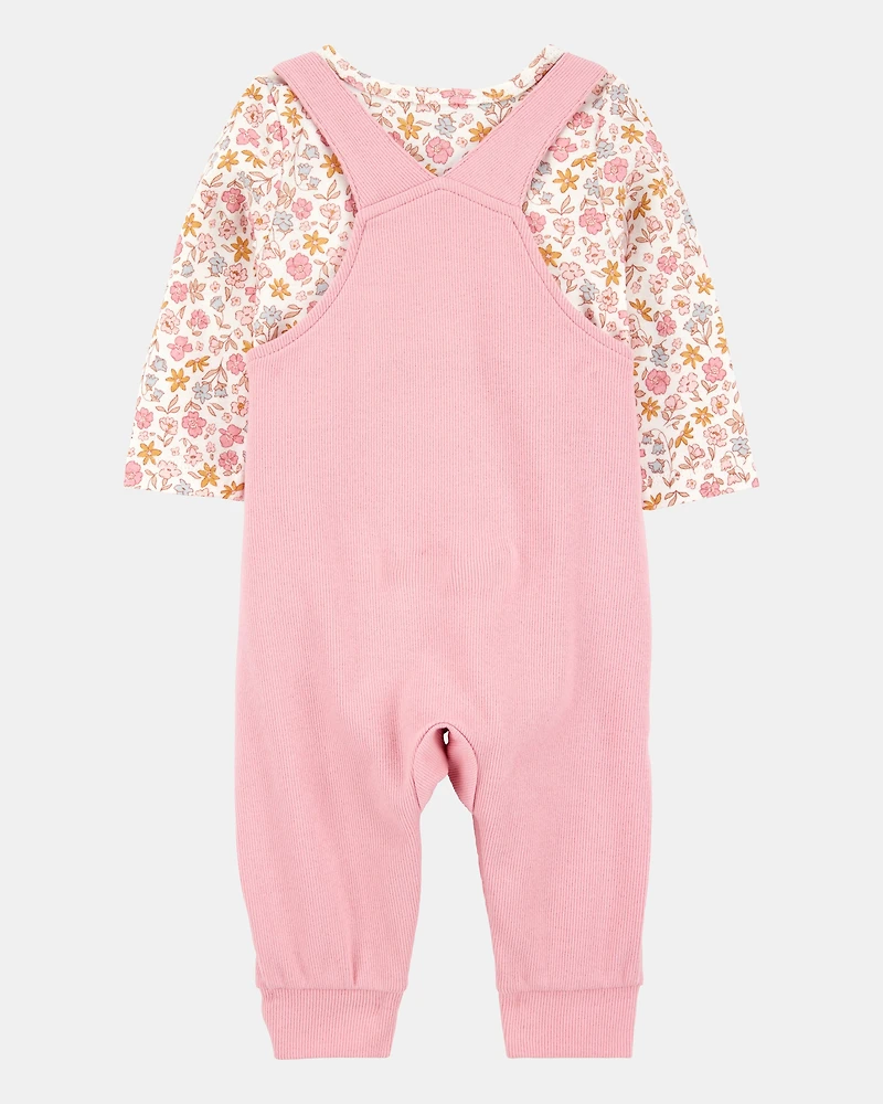 Baby 2-Piece Floral Long-Sleeve Tee & Coverall Set