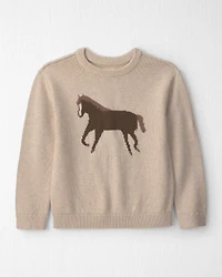 Kids Organic Cotton Horse Sweater Knit Pullover
