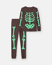 Girls 2-Piece Halloween Skeleton 100% Cotton Snug Fit Pyjama Set - Pink