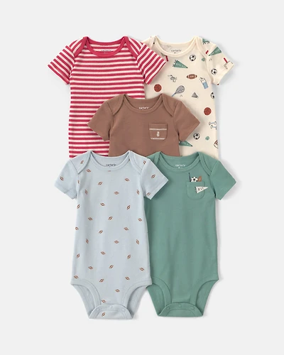 Baby Boy 5-Pack Football Multipack Bodysuits
