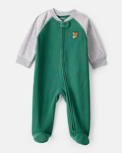 Baby Boy Bear Loose Fit Long-Sleeve Sleeper- Green