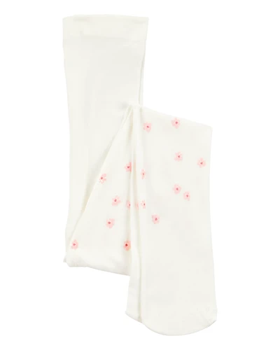 Toddler Floral Tights - Cream