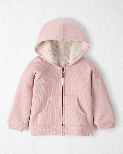 Toddler Girl Waffle Knit Hooded Jacket Made with Organic Cotton