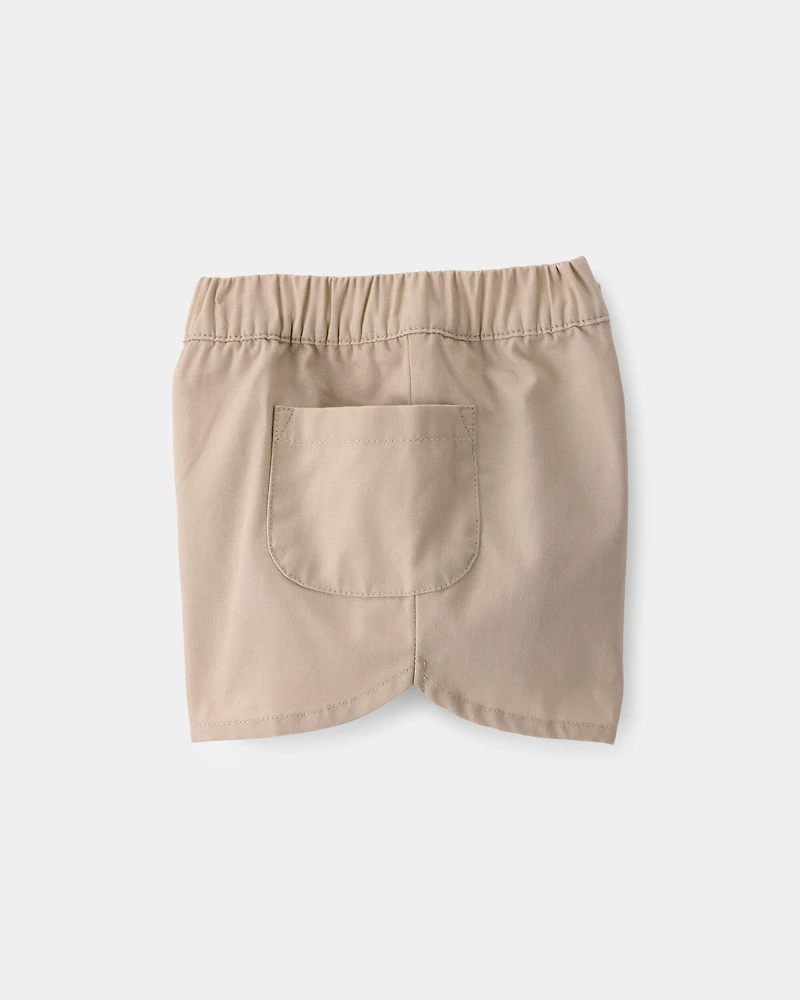 Baby Girl 3-Piece Cheetah Solid Top & Short Set - Brown