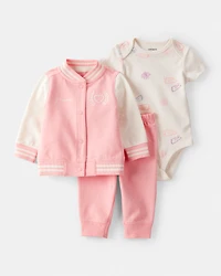 Baby Girl 3-Piece Varsity Little Jacket Set