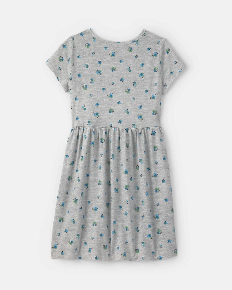 Girls Floral Short-Sleeve Dress