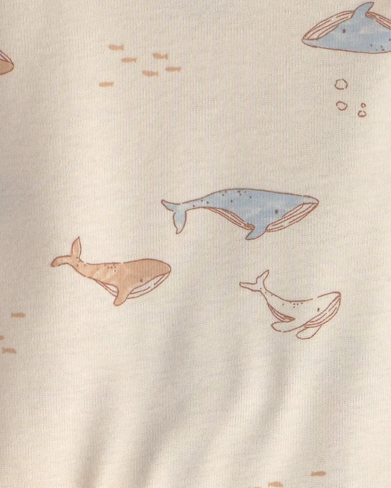 Baby 4-Piece Whale Long-Sleeve Bodysuit & Pant Set - Blue/Cream