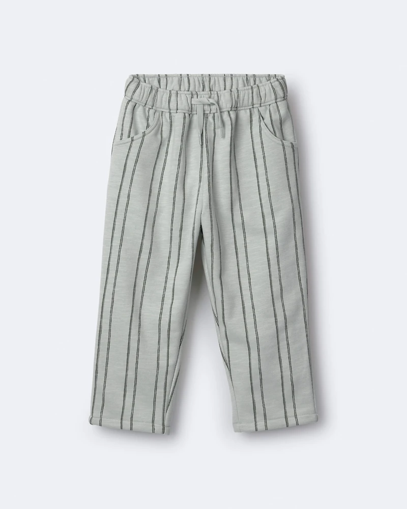 Toddler Striped French Terry Pocket Pants - Sage