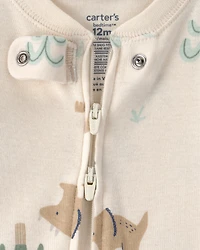 Baby 2-Pack Dinosaur Striped Snug Fit 1-Piece Pyjama Set - Green/Cream