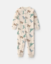 Toddler Boy 1-Piece Dino DreamPlush Snug Fit Pyjama - Cream