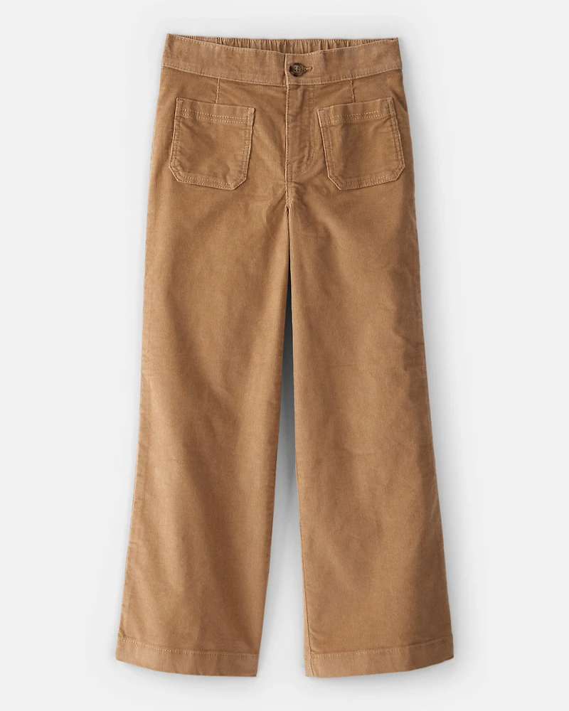 Girls Corduroy Wide-Leg Pants - Brown