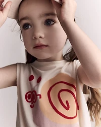 Toddler Girl Snail Elastic Waist Tank - Cream