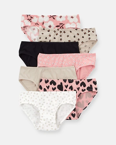 Kid 7-Pack Leopard Hipster Stretch Cotton Undies