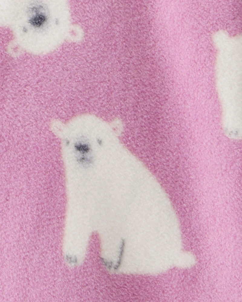 Baby Girl Polar Bear Loose Fit Long-Sleeve 2-Way Zip 1-Piece Pyjamas - Pink