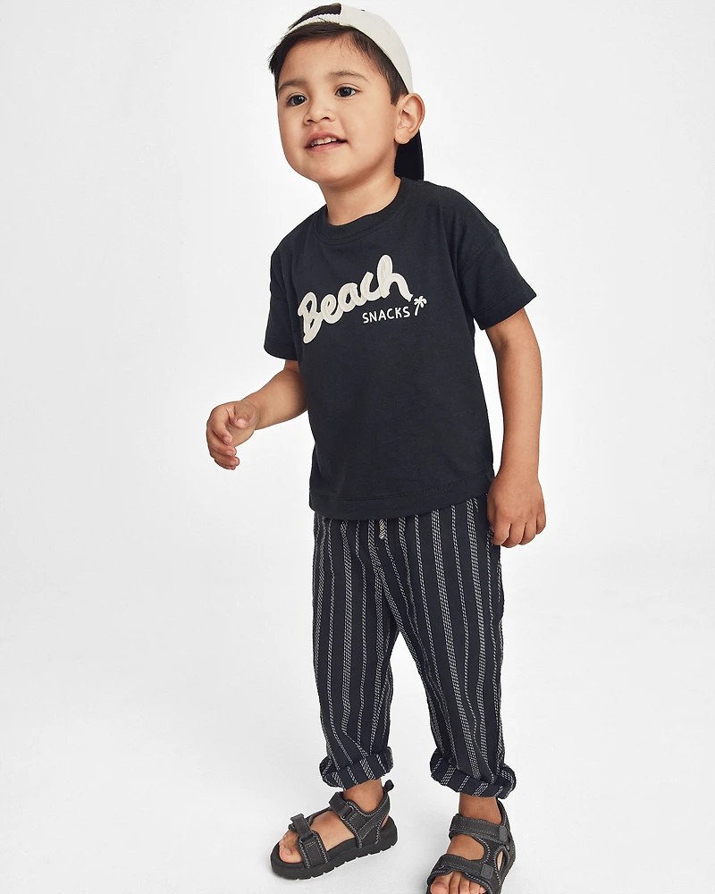 Toddler 'Beach Snacks' Graphic Tee - Black