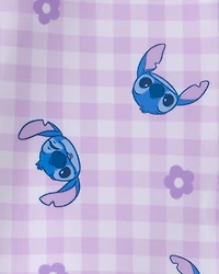 Toddler Girl 2-Piece Disney© Lilo & Stitch Gingham Long-Sleeve Rashguard Swimsuit Set - Purple