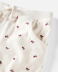 Toddler Girl 2-Piece Organic Cotton Velour Set Wild Rose Print