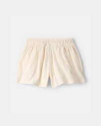 Girls Palm Tree Embroidered Gauze Shorts - Cream