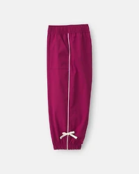 Toddler Girl Bow-Cuff Poplin Joggers - Red