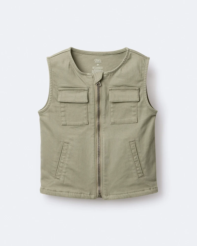 Toddler Zip-Up Vest - Olive