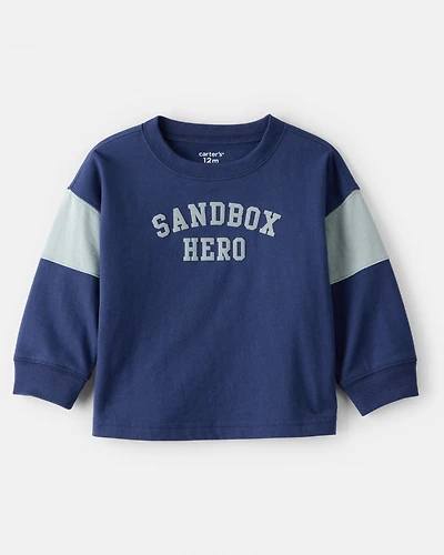 Baby Boy Monster Truck Long-Sleeve Graphic Tee - Navy