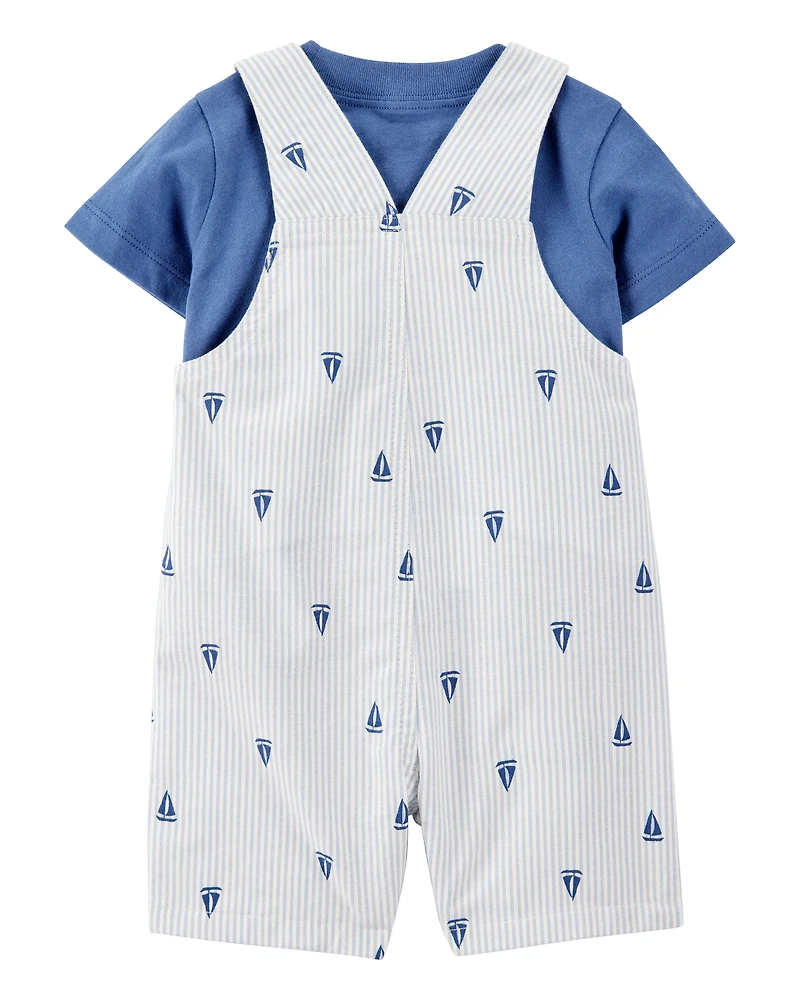 Baby 2-Piece Tee & Sailboat Shortall Set - Blue