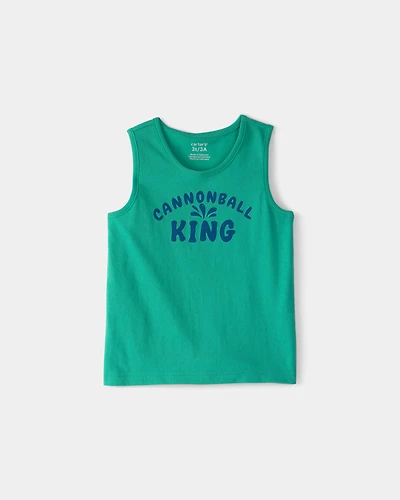Toddler 'Cannonball King' Graphic Tank - Green